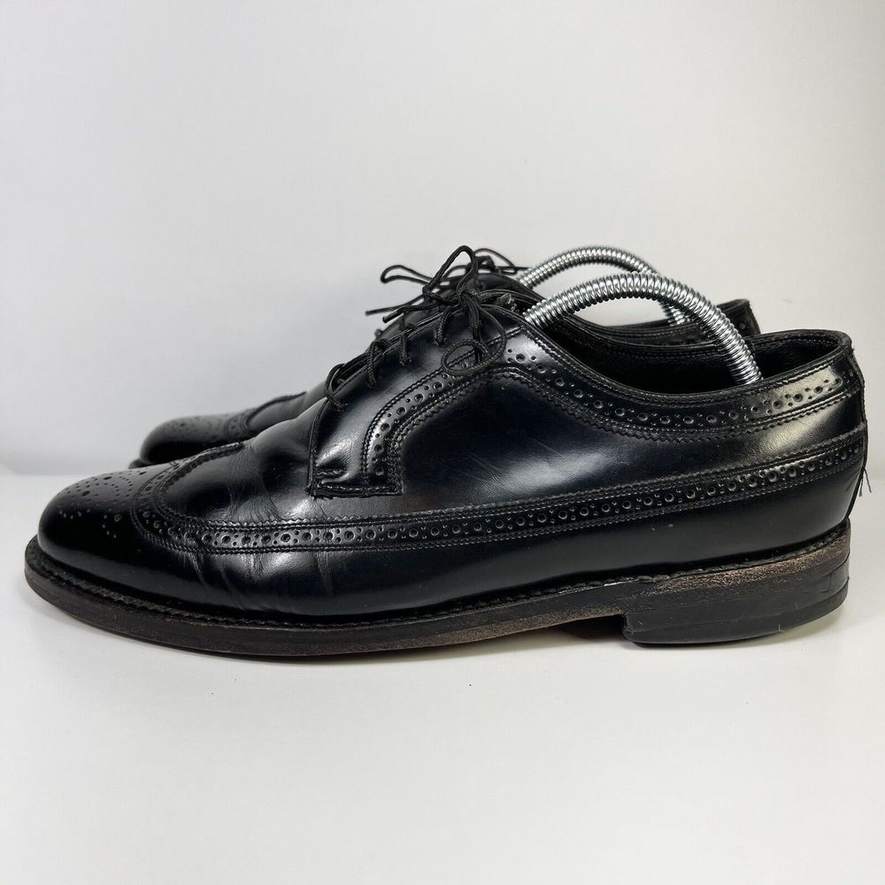 Florsheim Imperial Shoes Black Leather Wingtip Oxfords Brogue Men's Sz 9 EEE